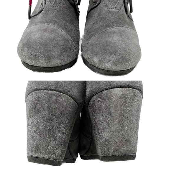 Toms Desert Wedge Suede Lace-Up Booties Grey w/ Hot Pink Laces size 6 - Picture 6 of 10